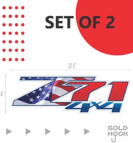 Gold Hook Z71 4x4 Decalques Chevy Silverado American Flag Stickers
