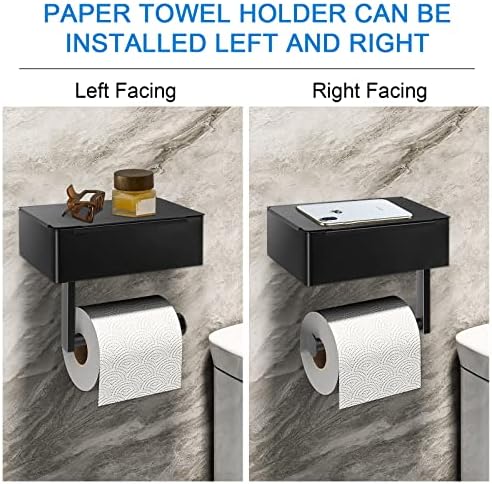Suporte de papel higiênico da AMTIW com prateleira, Wipes Dispenser de lavagem se encaixa em qualquer armazenamento de limpeza do banheiro, mantenha seus lenços escondidos fora da vista - Organizador de montagem em parede de aço inoxidável