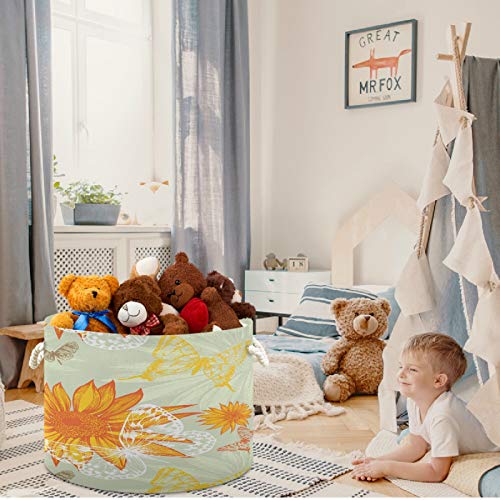 VISESUNNY COLENTSÍVEL CASCO DE GRANDE CAPACIDADE abstrato de girassol Butterfly Rousing Toy Storage Toy Toy com solução de algodão durável para o banheiro, quarto, viveiro, lavanderia, armário