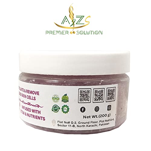A2Z Premier Solution Pink Salt Body Scrub - Himalaia Scrub para o corpo - Ervas de limpeza e banho - Purificador do corpo e relaxador - 200 gramas