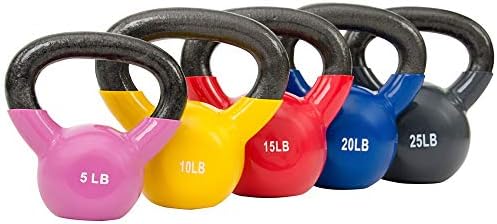 Sunny Health & Fitness Vinyl Kettlebell para treinamento com pesos de força disponível em 5lb, 10lb, 15 lb, 20lb, 25lb