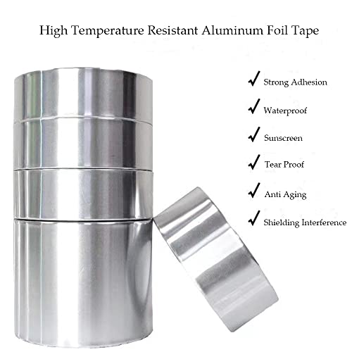 Fita de papel alumínio cinza de grau profissional - 2 polegadas 55 jardas - adesão à tesão - alta temperatura - impermeável, alcance de vedação e remendamento aquecedor de água de capô
