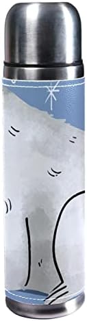 sdfsdfsd 17 oz a vácuo a vácuo aço inoxidável garrafa de água esportes de café gesto de caneca de caneca de couro genuíno embrulhado bpa grátis, ilustração urso polar