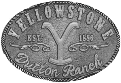 Alterações do Yellowstone Dutton Ranch Y logotipo 1886 Kevin Stner Belt Buckle 66-57, Silver