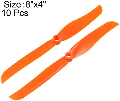 Uxcell RC hélices CW 8040 8x4 polegadas de 2 polegadas de 2 vanas para brinquedos de avião, nylon laranja