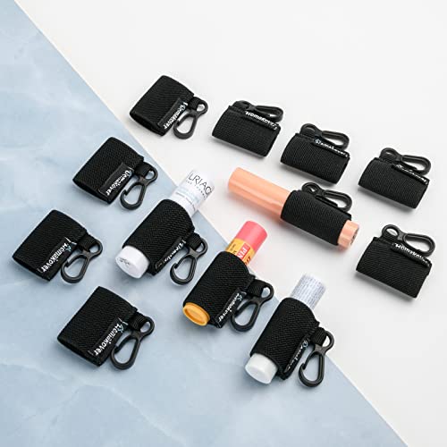 Homakover 12 pacote compacto clipe-on Chapstick Holder Keychain em 12 cores, mangas labiais com clipe, se