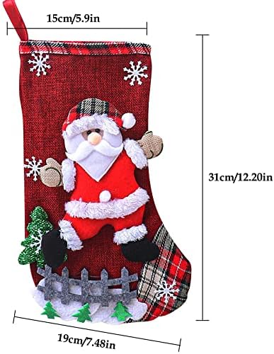 Meias de Natal de Searchi 4 pacote 12.2 '' Grande Tamanho das meias de Natal Decorações 3d Santa Snowman Rena Bear Bear de Caracteres de Caracteres Decorações para Decoração de Festas de Natal de Família em Família