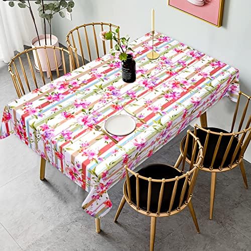 Toleta de mesa Fascidorm Spring Flowers, toalhas de mesa listradas florais, toalha de mesa retangular à prova
