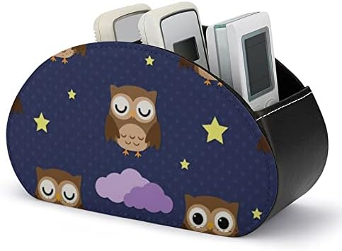 Owls With Stars Moon TV Remote Control Holder com 5 Compartamentos PU Organizador de armazenamento de caixa de couro PU para material de escritório