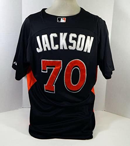 2012-13 Miami Marlins Justin Jackson #70 Game usou Black Jersey St BP 48 DP18380 - Jogo usado MLB Jerseys