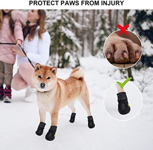 Botas de cachorro para cães grandes, cães médios e guardas de pata para invernos nevados, estradas