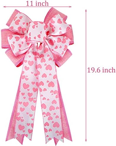 Arcos do Dia dos Namorados, grande coração rosa Impressão do coração Valentim Wreath Bow Gift Bow Tree Tree