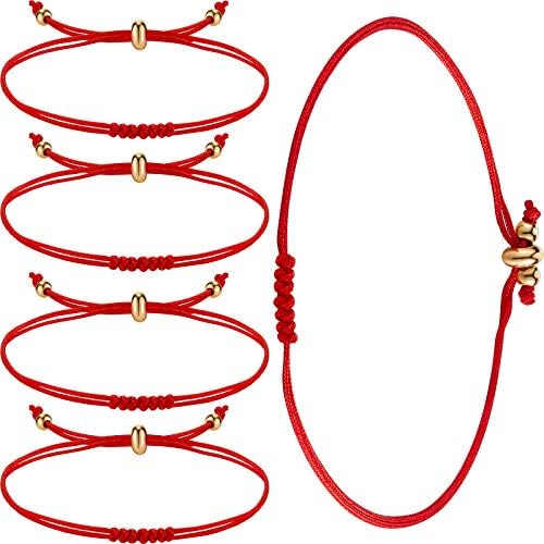 Pulseira de corda vermelha hiCarer 7 nós de proteção de corda vermelha de proteção kabbalah para homens de proteção de homens e boa sorte favores