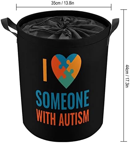 Eu amo alguém com cestas de lavanderia de autismo com alças à prova d'água travestia de tração de tração