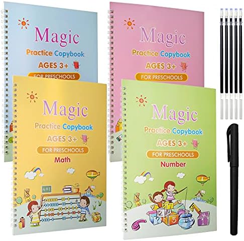 Mocumei Magic Reutiltable Pacique Capybook for Kids, Magic Reusable Practice Copybook, Livro de cópia prática para 3-5 anos de caligrafia
