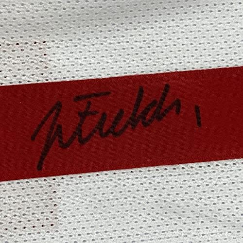 Justin Fields autografado/assinado 33x42 Jersey de futebol universitário do estado de Ohio Jersey Beckett Bas Coa