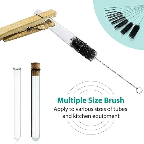 13 - Brush de palha de embalagem Conjunto de tubos de teste de limpeza, xícaras, copos de aço inoxidável