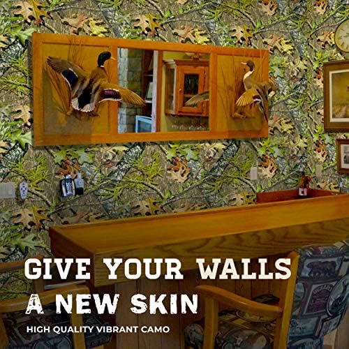 Mossy Oak Graphics Camouflage Peel and Stick, papel de parede sem mess, 26 x 107, cobre 19,3 pés quadrados, muitos padrões de carvalho musgoso