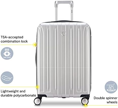 Delsey Paris Titanium Hardside Expandable bagagem com rodas giratórias, prata, margem verificada 29 polegadas, 207183011