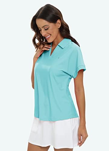 Jinshi feminino camisa de pólo de golfe vil de pescoço de colarinho de manga curta Top upf50+