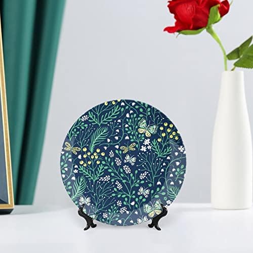 Ervas de verão e borboletas ósseas engraçadas China de placas decorativas Round Placas de cerâmica