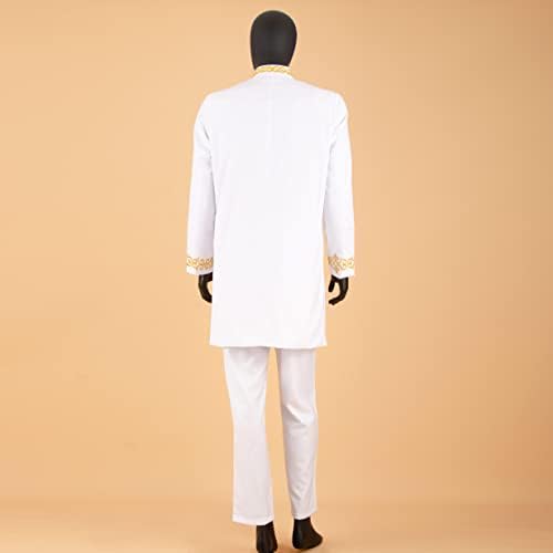 Terno africano para homens Dashiki Casacos e calças de Ancara 2 Peças de 2 peças Roupas de casal de casca Slim Fit Outwear
