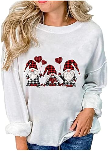 Sorto de Natal de Wozvali para Mulheres Papai Noel Papaiar Pullover de tamanho grande Tops de mangas compridas blusa casual para inverno