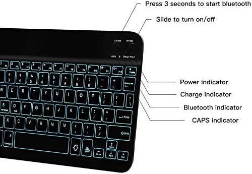 Teclado de onda de caixa compatível com Linsay F -7xhdbcnys - Teclado Bluetooth Slimkeys - com luz de fundo, teclado portátil com luz traseira conveniente para Linsay F -7xhdbcnys - Jet Black