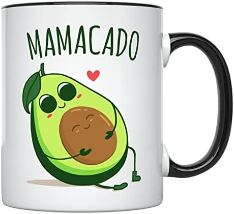 Younique Designs Mamacado Coffee caneca, 11 onças, caneca de esposa grávida, caneca de anúncio da gravidez para