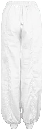 2023 Novo calça de linho de algodão para feminino, cintura elástica de perna larga Palazzo Jogger Yoga Pant confortável Loups Baggy Troushers