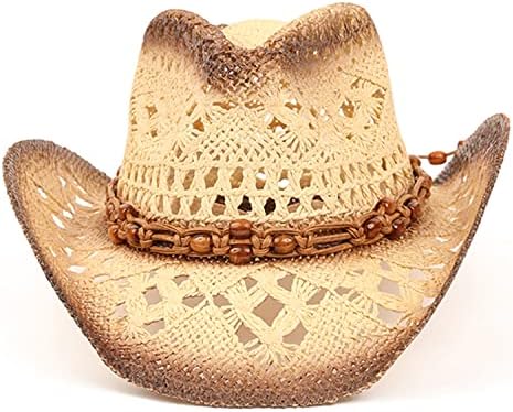 Chapéu de cowboy de palha de tovoso para mulheres e homens com borda de forma, chapéu de cowboy