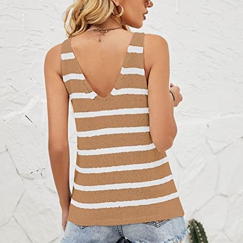 Slip 2023 Roupas Cami Camisole Tank listrado Knit Lounge Top Camisole Vest Cirtle para Lady Summer Summer outono V Camiseta do pescoço FH