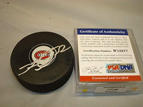Travis Moen assinou o Montreal Canadiens Hockey Puck PSA/DNA CoA 1A - Pucks autografados da NHL
