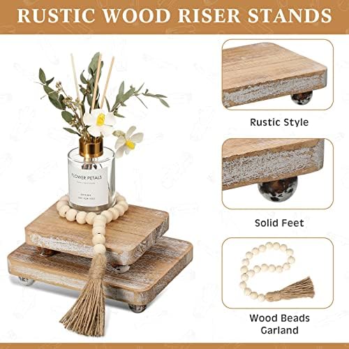Capoda 3 PCs Risers de madeira para exibição Risotores de madeira de miçanga de madeira para decoração