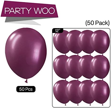 Partywoo balões roxos retrô, 50 PCs Balões roxos de uva de 12 polegadas, balões de látex para arco de
