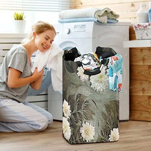 3d crisântemos abstratos cestas de lavanderia colapsível roupas grandes cestas de berçário de berçário com alça para o quarto do quarto de crianças banheiro do quarto