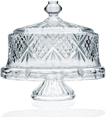 Placa de bolo de cristal de Godinger Dublin com tampa de cúpula