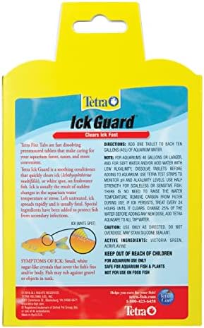 Tetra Ick Guard 8 contagem, remédio rápido para ick em aquários, ouro e amarelos
