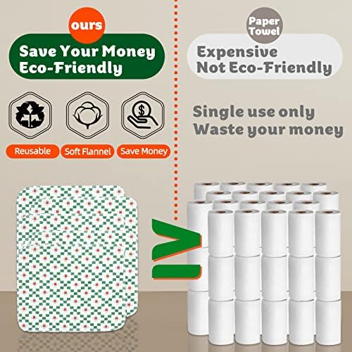 Rolo de papel de papel reutilizável cor sólida e padrão verde, pacote de 40