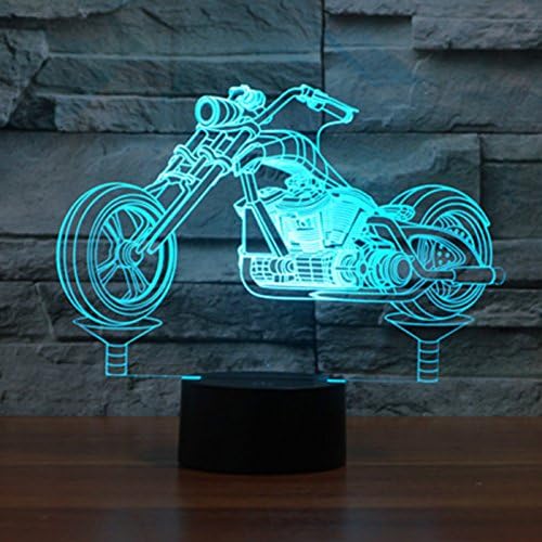 Jinnwell 3D motocicleta carro noite luz 7 alteração de cor led mesa de mesa lâmpada acrílica acrílica abds base usb carregador de decoração caseira brinquedo brithday nathmas infantil infantil presente