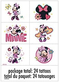 Minnie Mouse Party Tattoos temporários | Designs variados | 24 pcs