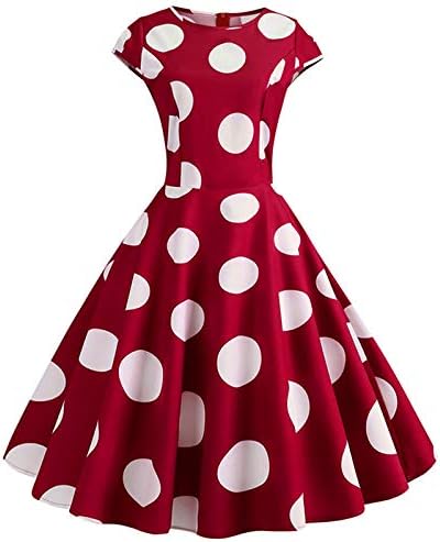 Mulheres A-line Swing Dress Dot Print Printage Skatista Casual Casual Cocktail Party Vestres