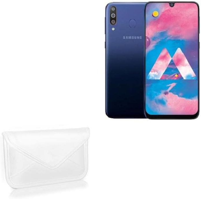 Caixa de ondas de caixa compatível com Samsung Galaxy M30 - Bolsa mensageira de couro de elite, design de envelope de capa de couro sintético para Samsung Galaxy M30 - Ivory White