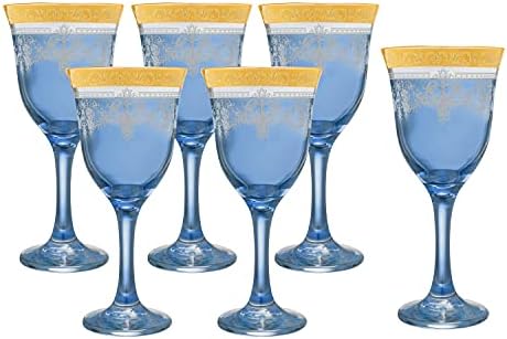 Lorren Home Trends Wine Blue-Corona Goblets Conjunto de 6, 6 contagem