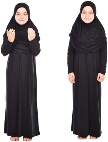 Prien Kids Oração Vestido Roupas Muçulmanas Para Meninas de Manga Longa abaya Com Hijab Two Peças Maxi Islâmico Conjunto Kaftan Jilbab