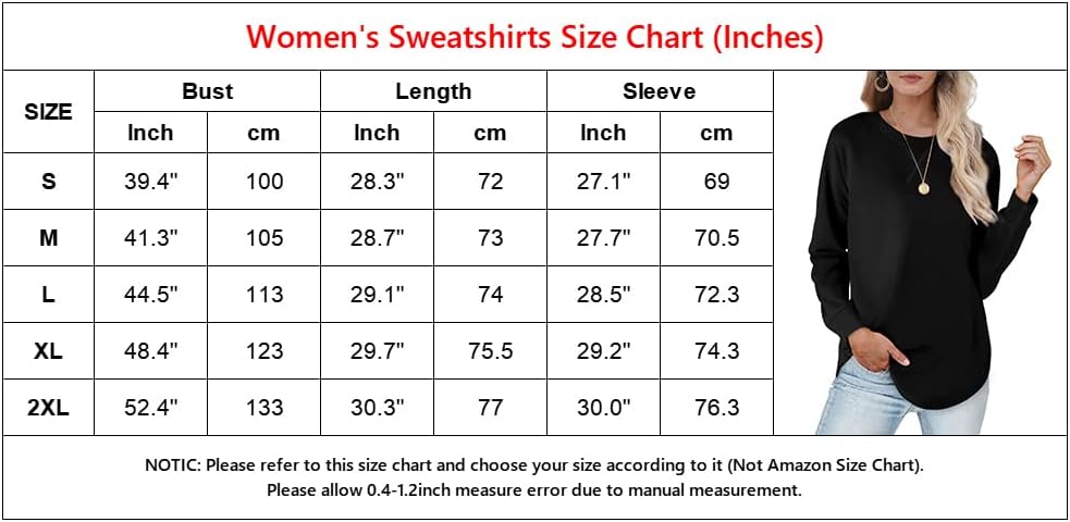 Sampeel Womens Sweatshirt Loose Fit Crewneck Camisetas de manga comprida para mulheres tops de túnica