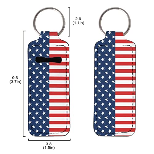 Babrukda 1 peças Chapstick Helder Keychain Clip-on Sleeve Chapstick Bolsa Lips Balmoy Sleva para Acessórios Diários de Viagem, American Flag ROVATTY Padrão Lip Gloss Tube Solter