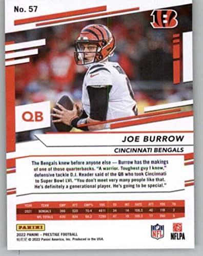 2022 Panini Prestige Xtra Points Sunburst #57 Joe Burrow Cincinnati Bengals NFL Football Trading Card