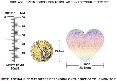 Mercei 1,5 Rainbow Heart Stickers, rótulos de adesivos de adesivo em forma de coração, 500 PCs Love Stickers para usos pessoais e comerciais