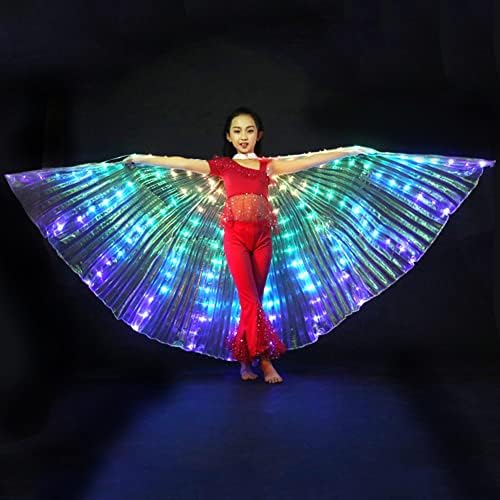 Calidaka Light Lights Belly Dance Isis Wings Led asas de anjo, iluminação asas de anjo Glow Angel Dance Wings com bastões telescópicos hastes flexíveis para decoração de festa infantil